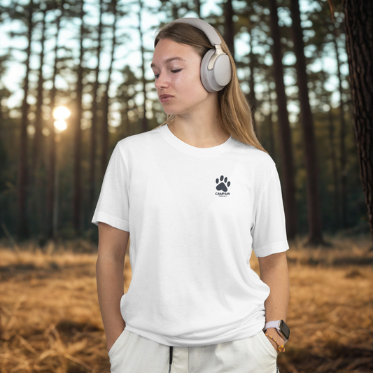 oversize t-shirt white camping pfote hundemotiv