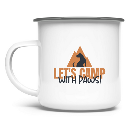 Emaille Camping-Tasse – Let’s Camp with Paws | für Outdoor, Hundefreunde