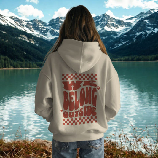 Unisex Hoodie „we belong outside“ für Camping, Vanlife, Outdoor & Hund