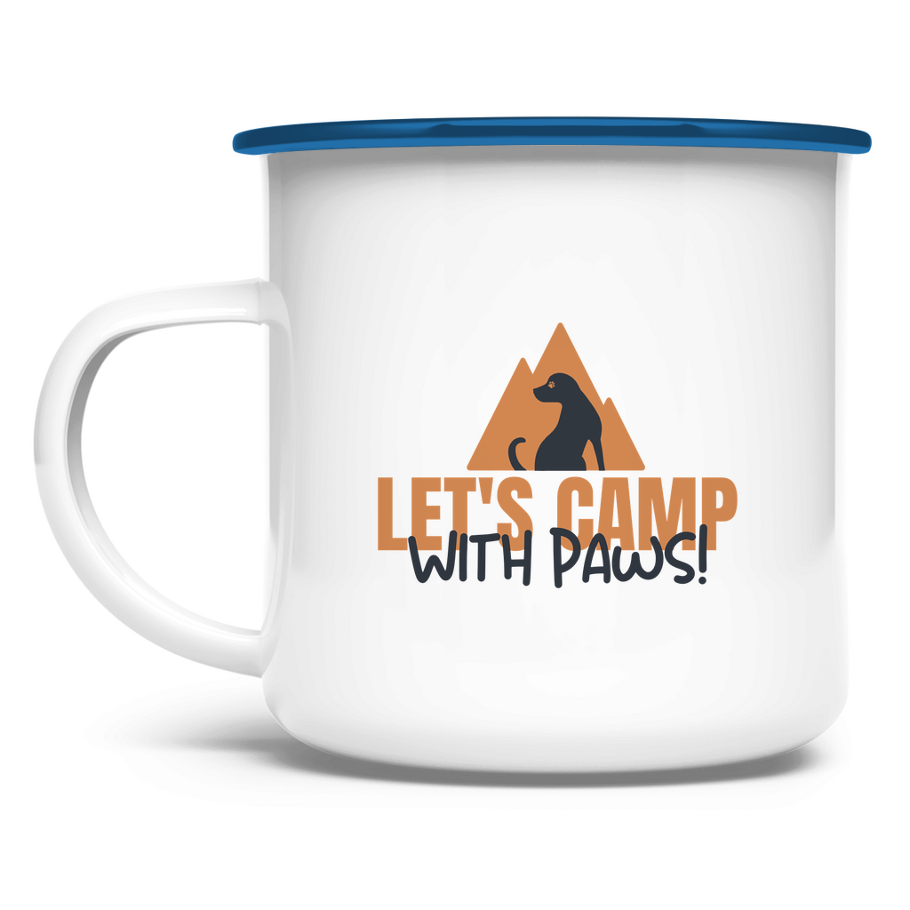 Emaille Camping-Tasse – Let’s Camp with Paws | für Outdoor, Hundefreunde