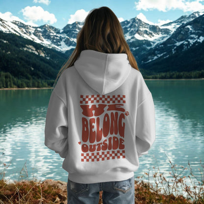 Unisex Hoodie „we belong outside“ für Camping, Vanlife, Outdoor & Hund