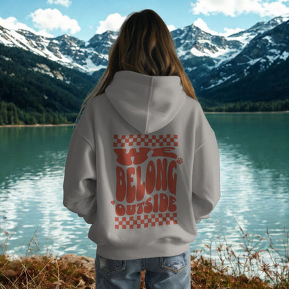 Unisex Hoodie „we belong outside“ für Camping, Vanlife, Outdoor & Hund