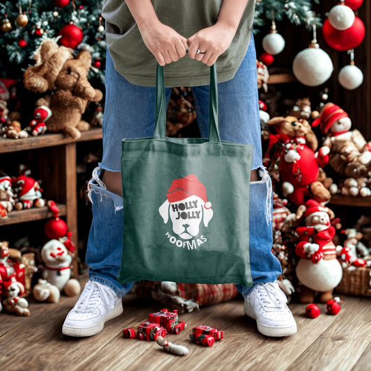 Stofftasche Holly Jolly Woofmas – Weihnachten mit Hund / Camping