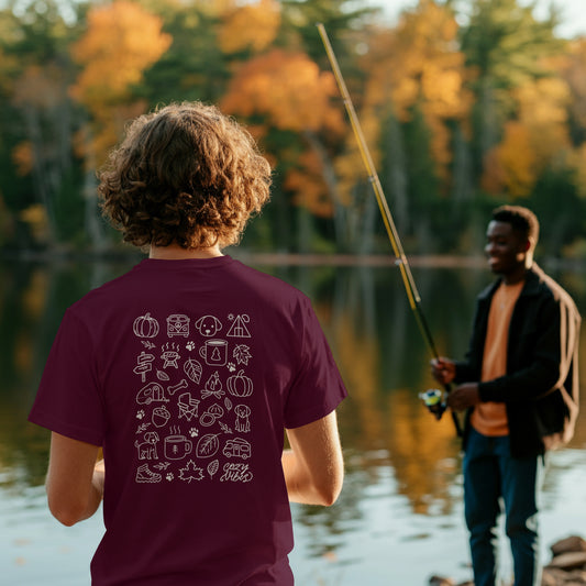 Cozy Autumn Unisex T-Shirt – Herbst, Camping & Hund