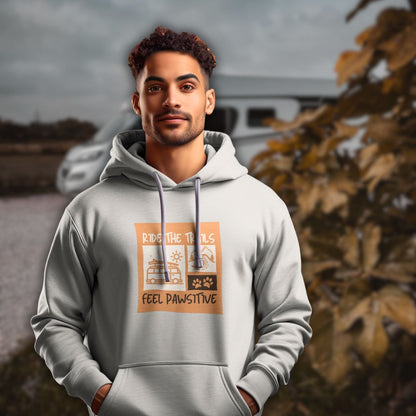 Unisex Hoodie „Ride the Trails – Feel Pawsitive“ | Camping Adventure Style