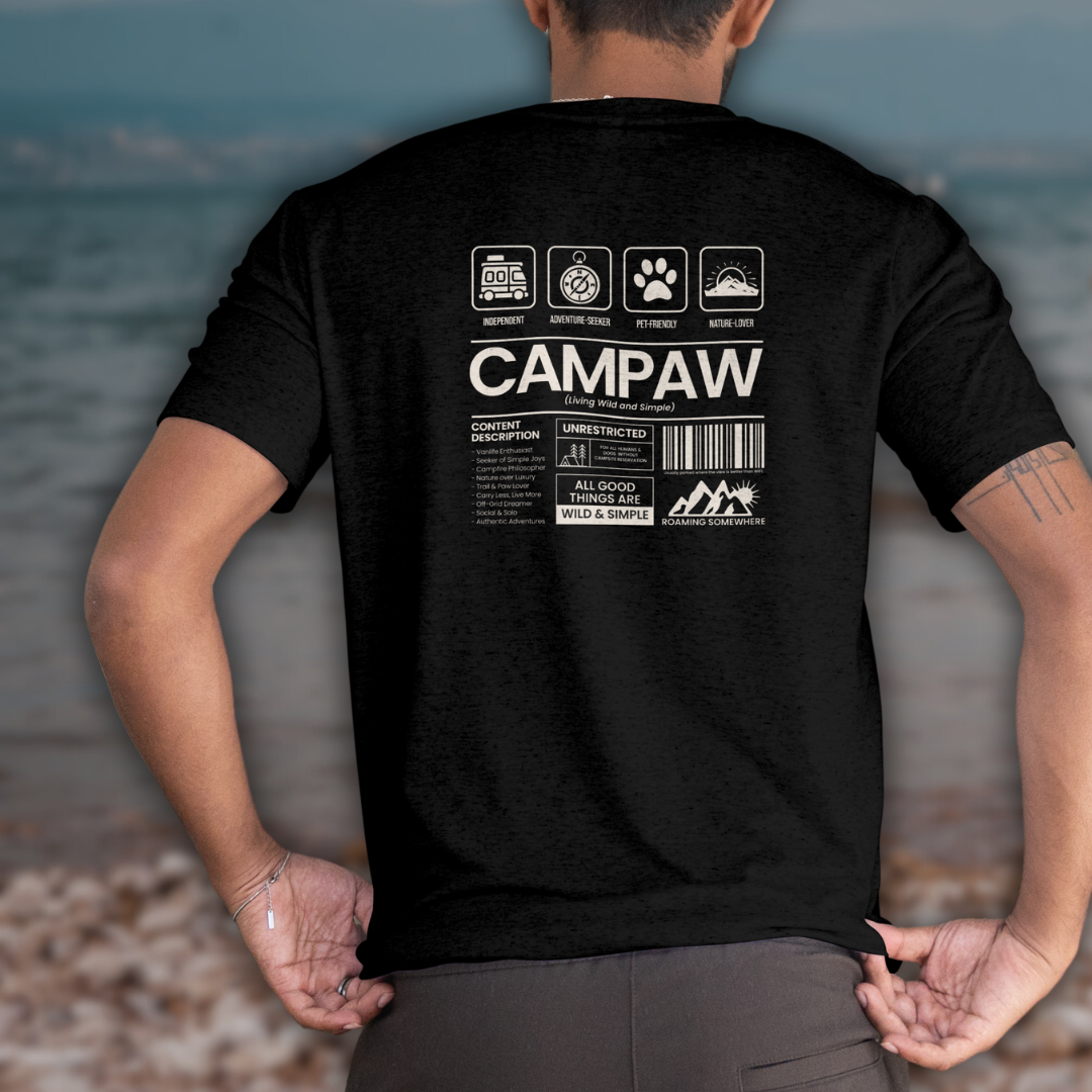 Heavy Unisex T-Shirt – Outdoor Shirt für Vanlife, Camping & Hundeliebe