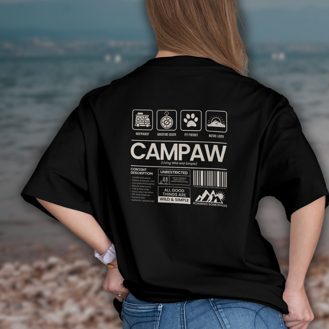 Heavy Unisex T-Shirt – Outdoor Shirt für Vanlife, Camping & Hundeliebe