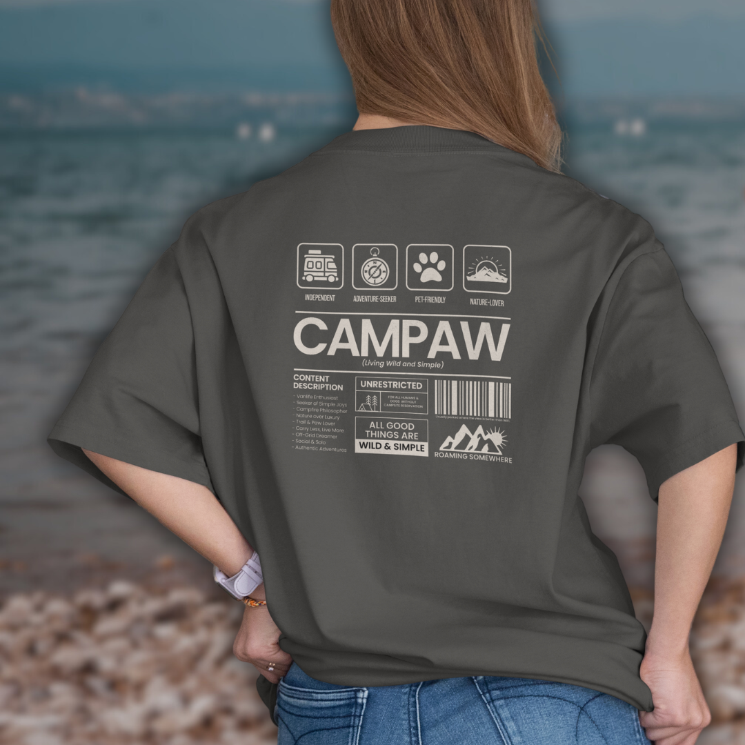 Heavy Unisex T-Shirt – Outdoor Shirt für Vanlife, Camping & Hundeliebe