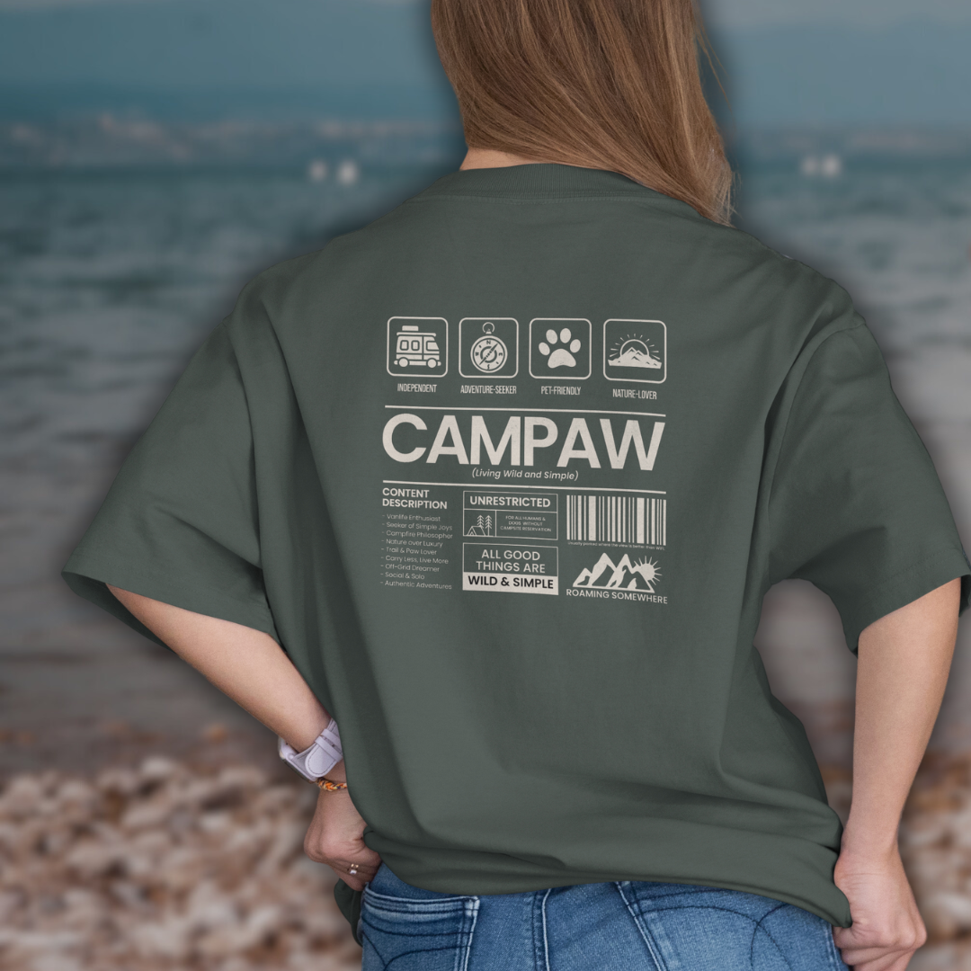 Heavy Unisex T-Shirt – Outdoor Shirt für Vanlife, Camping & Hundeliebe
