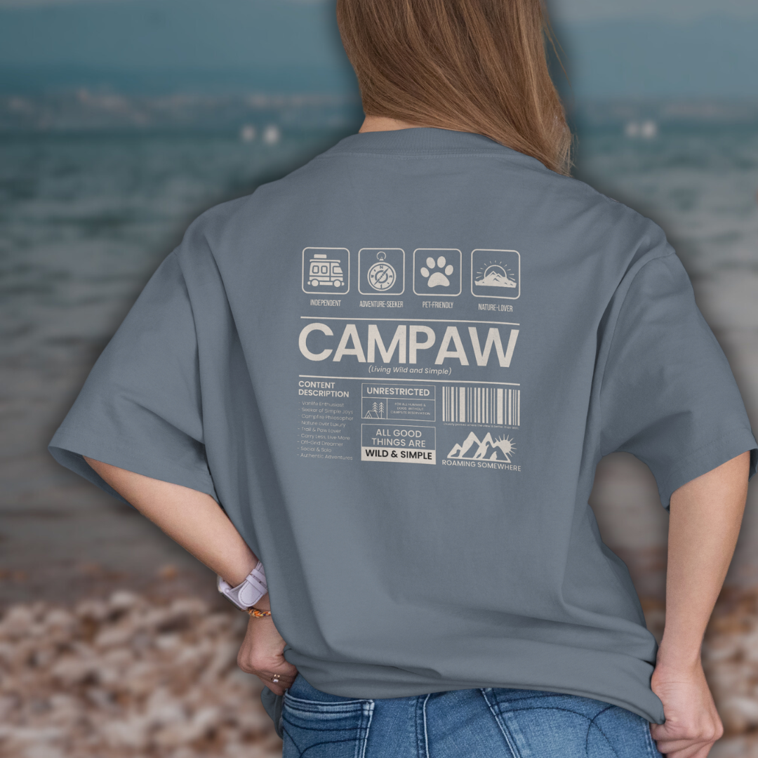 Heavy Unisex T-Shirt – Outdoor Shirt für Vanlife, Camping & Hundeliebe