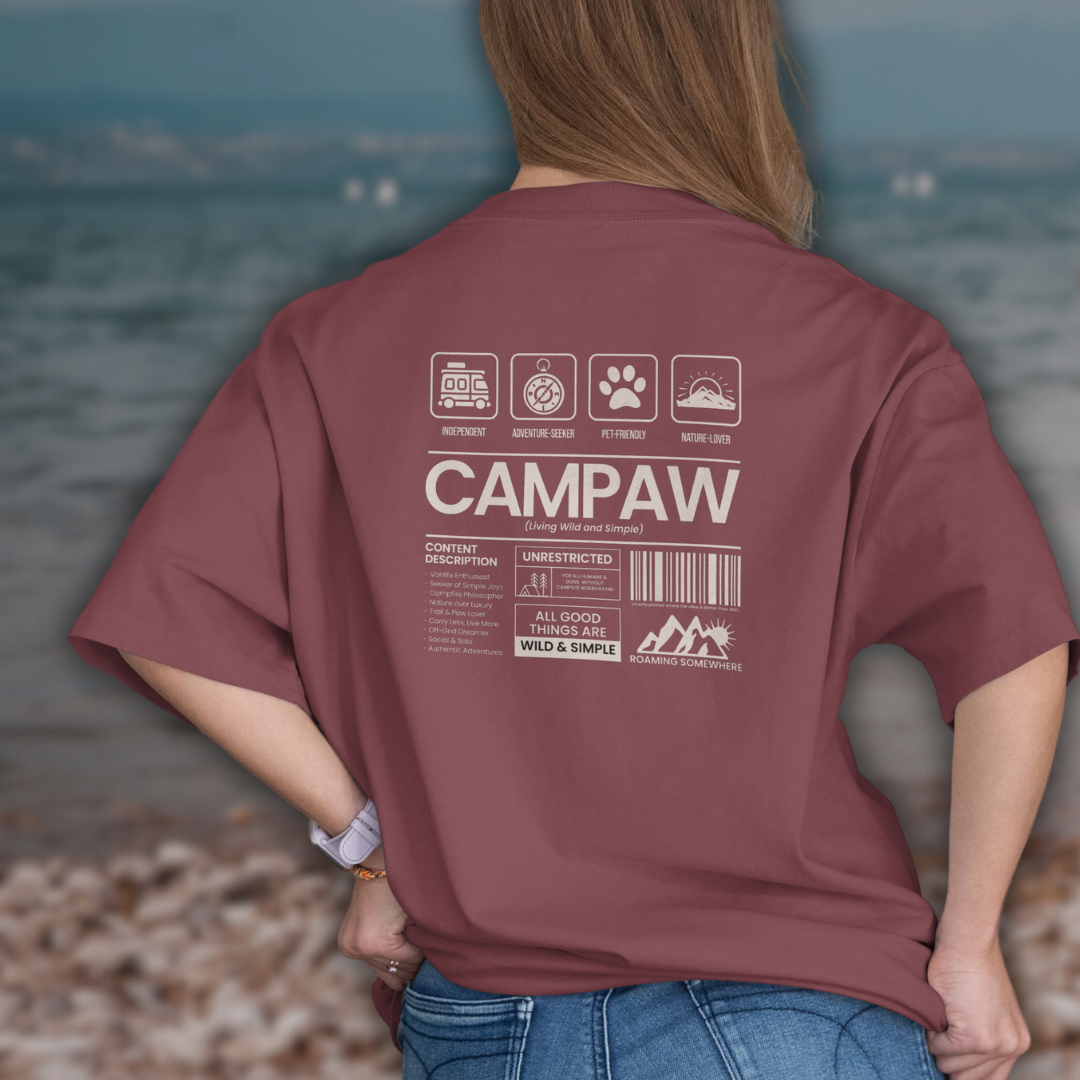 Heavy Unisex T-Shirt – Outdoor Shirt für Vanlife, Camping & Hundeliebe