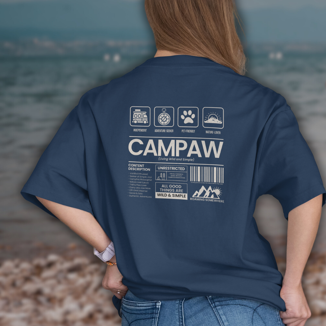 Heavy Unisex T-Shirt – Outdoor Shirt für Vanlife, Camping & Hundeliebe